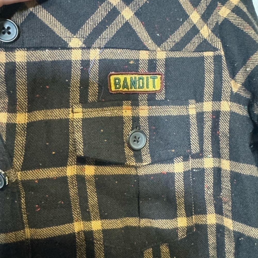 Scotch & Soda R’Belle Girls 12 Tan Black Distressed Plaid Button Down Dress - Picture 5 of 9